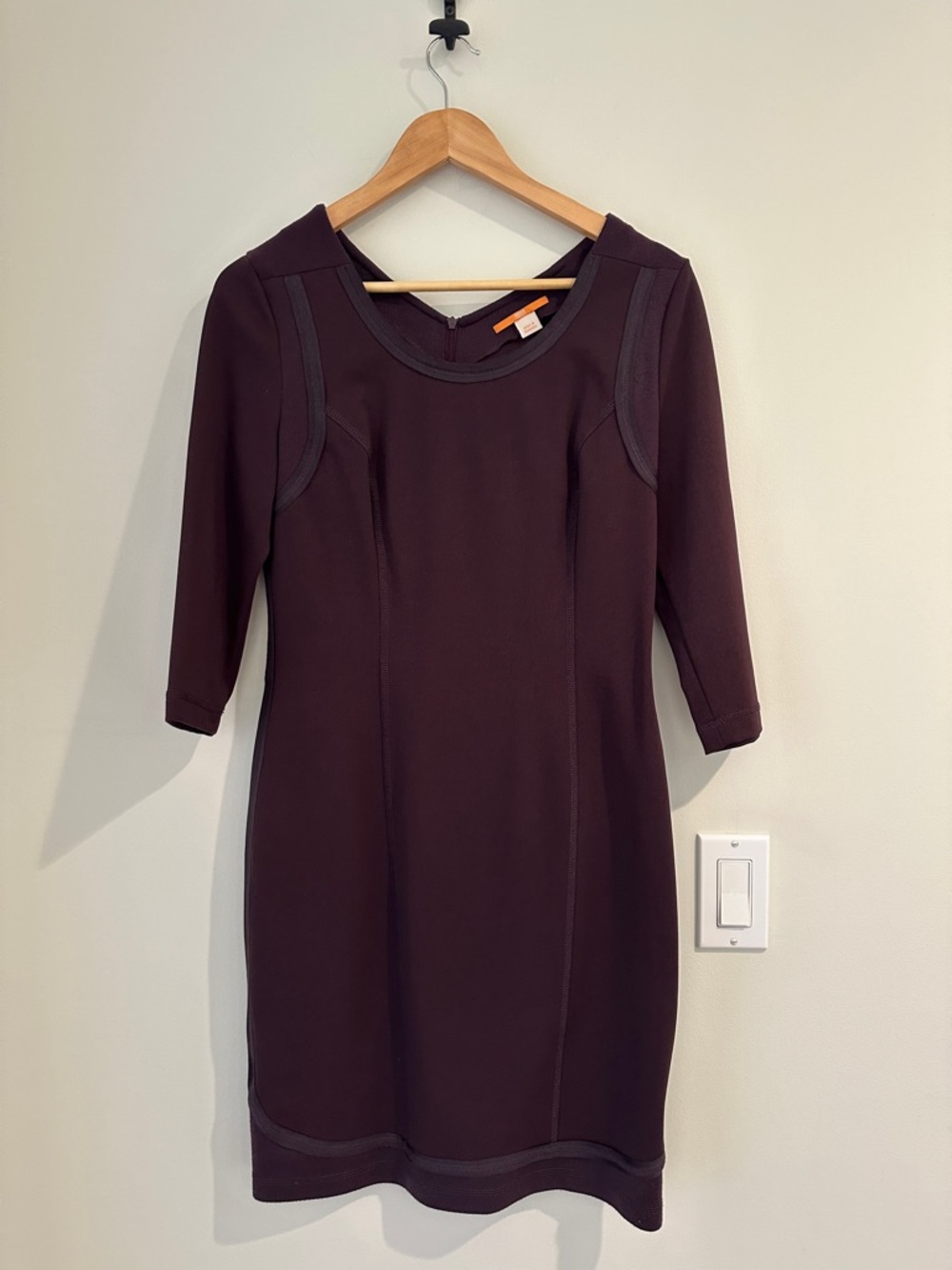 Hugo BOSS deep burgundy/plum  3/4 sleeve dress.